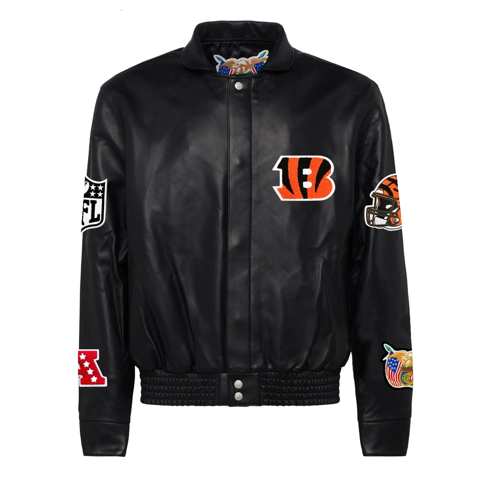 CINCINNATI BENGALS FULL LEATHER JACKET Black