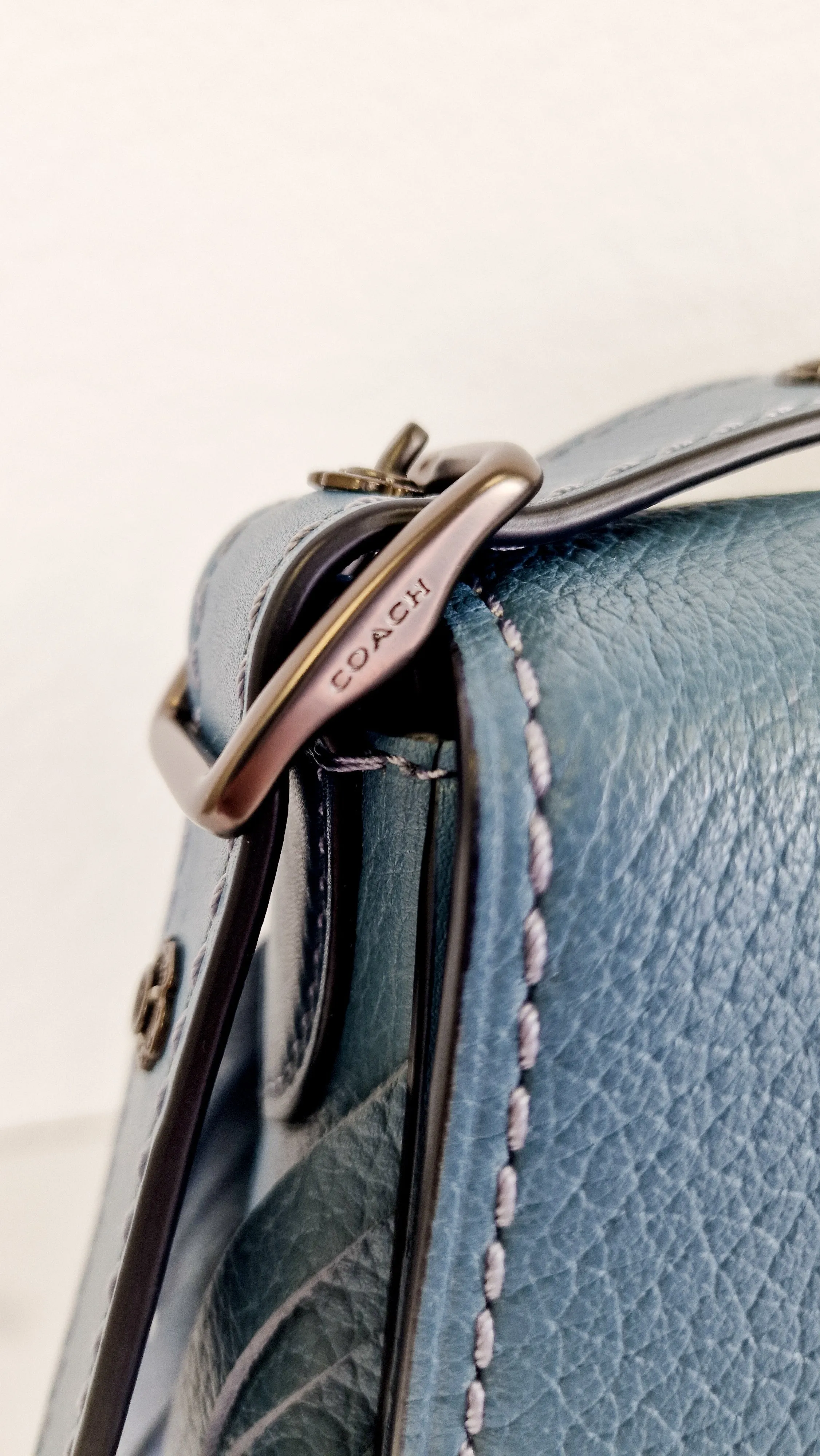 Coach 1941 Saddle 23 with Fringe in Blue Pebbled Leather with Tea Rose Detail - Crossbody Flap Bag - Coach 29240