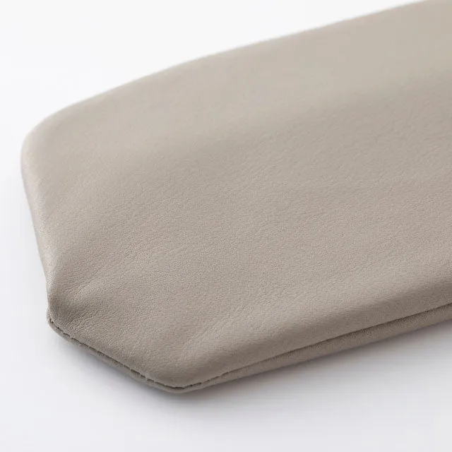 Cow Leather Clasp Long Wallet - Light Gray Color - , Change Purse, Japanese Gamaguchi Wallet