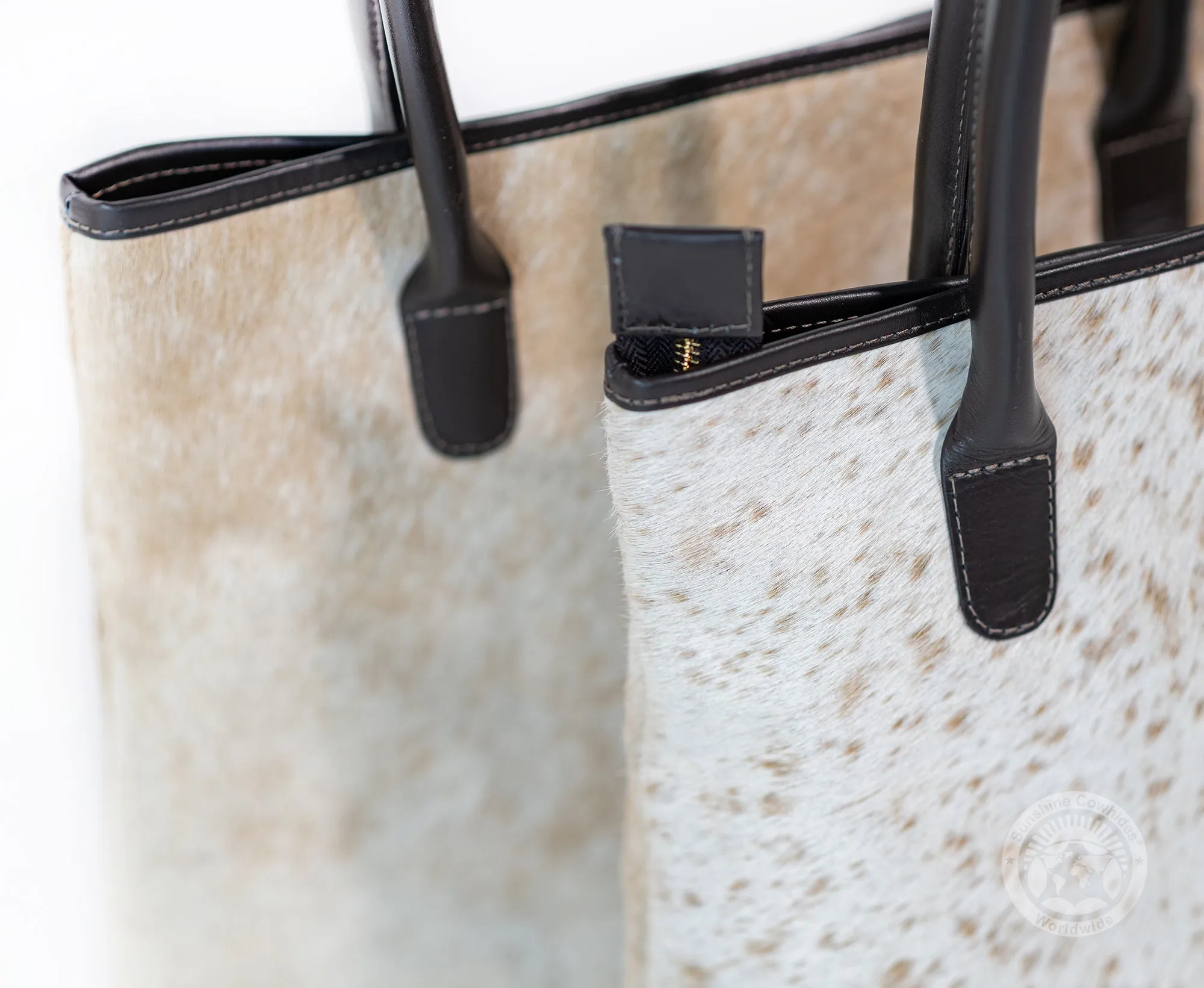 Cowhide Handbag - Dark Beige