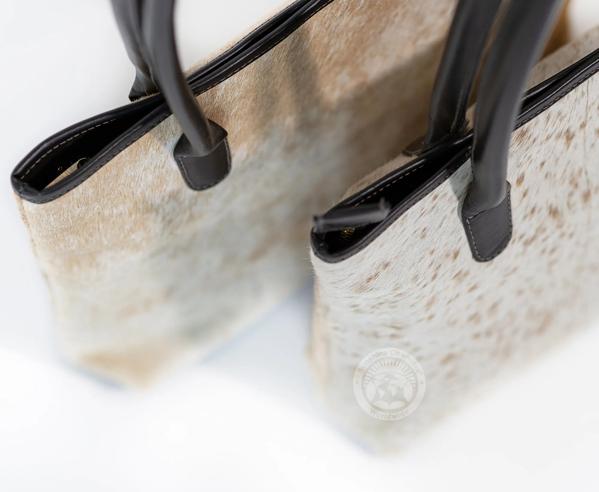 Cowhide Handbag - Dark Beige