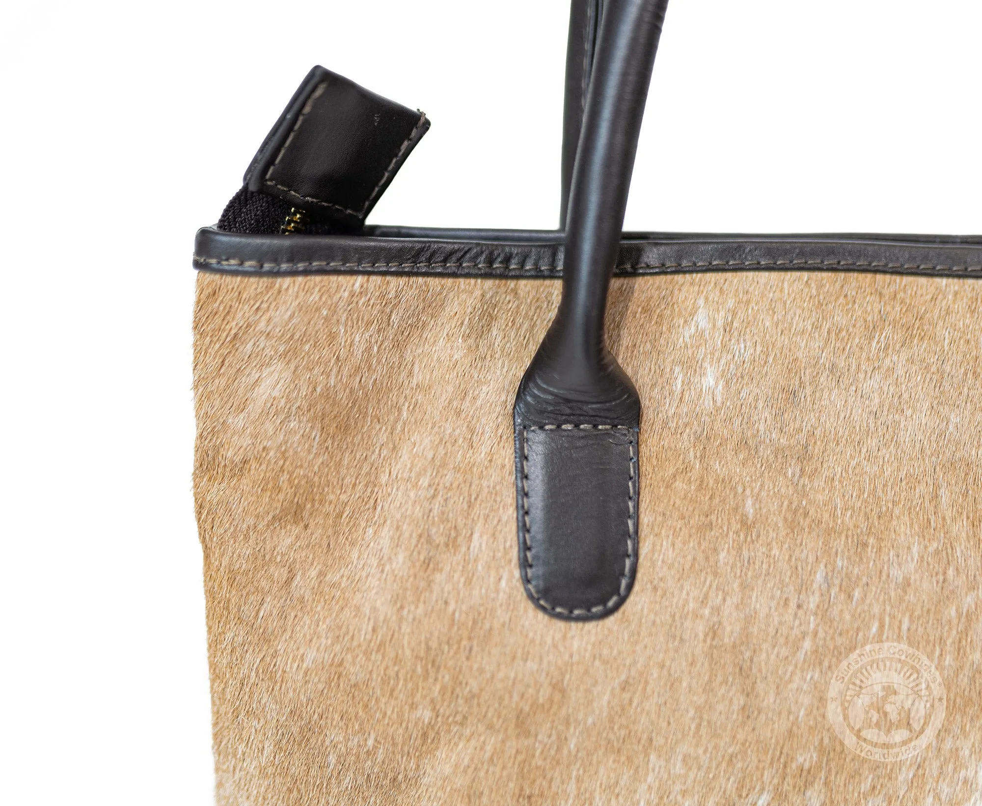 Cowhide Handbag - Dark Beige