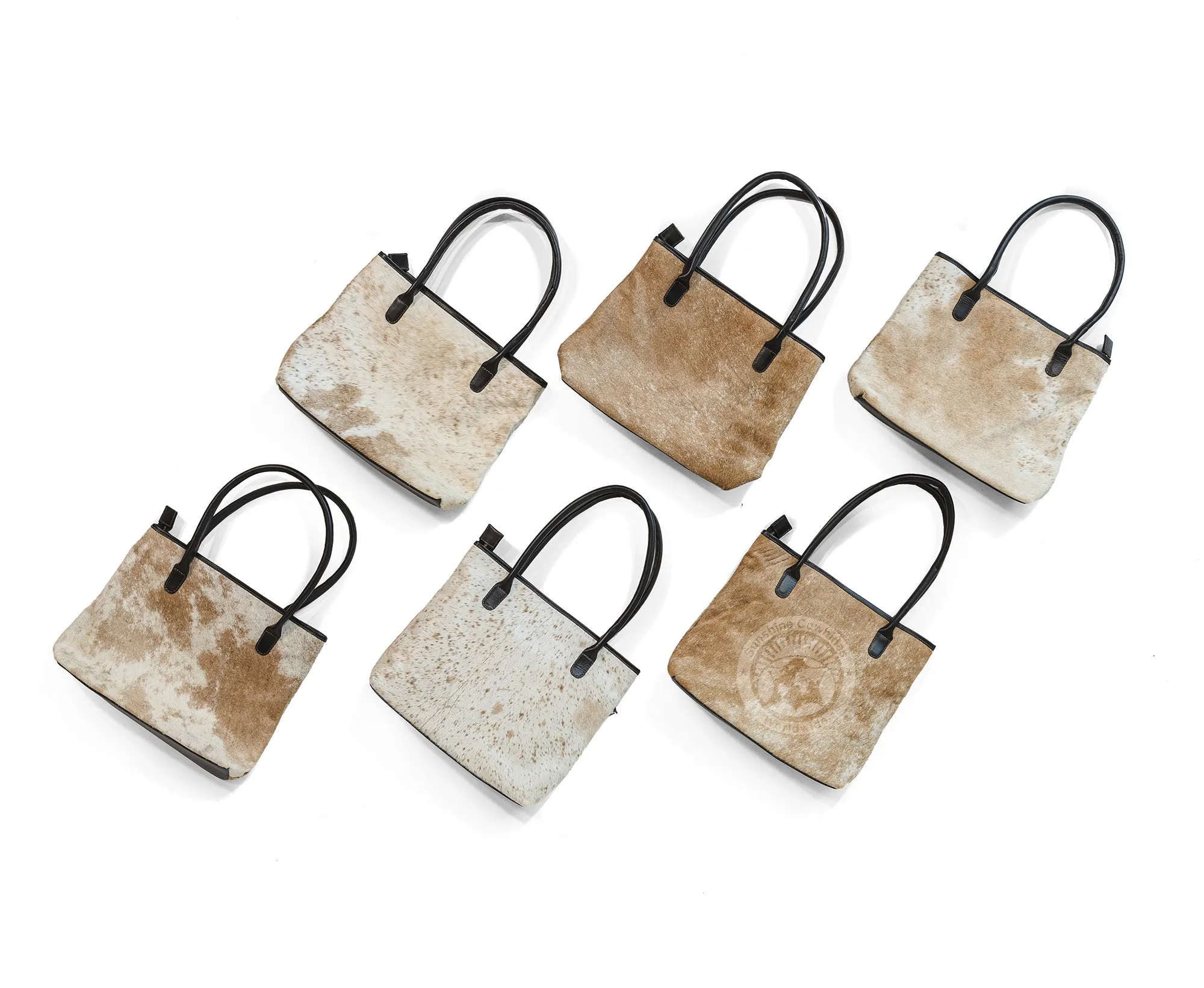 Cowhide Handbag - Dark Beige