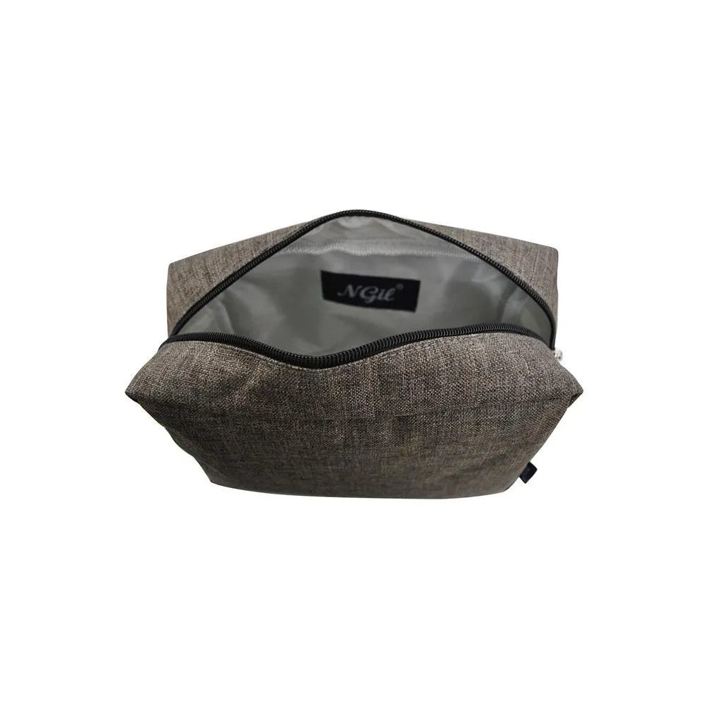 Crosshatch Khaki NGIL Large Cosmetic Travel Pouch