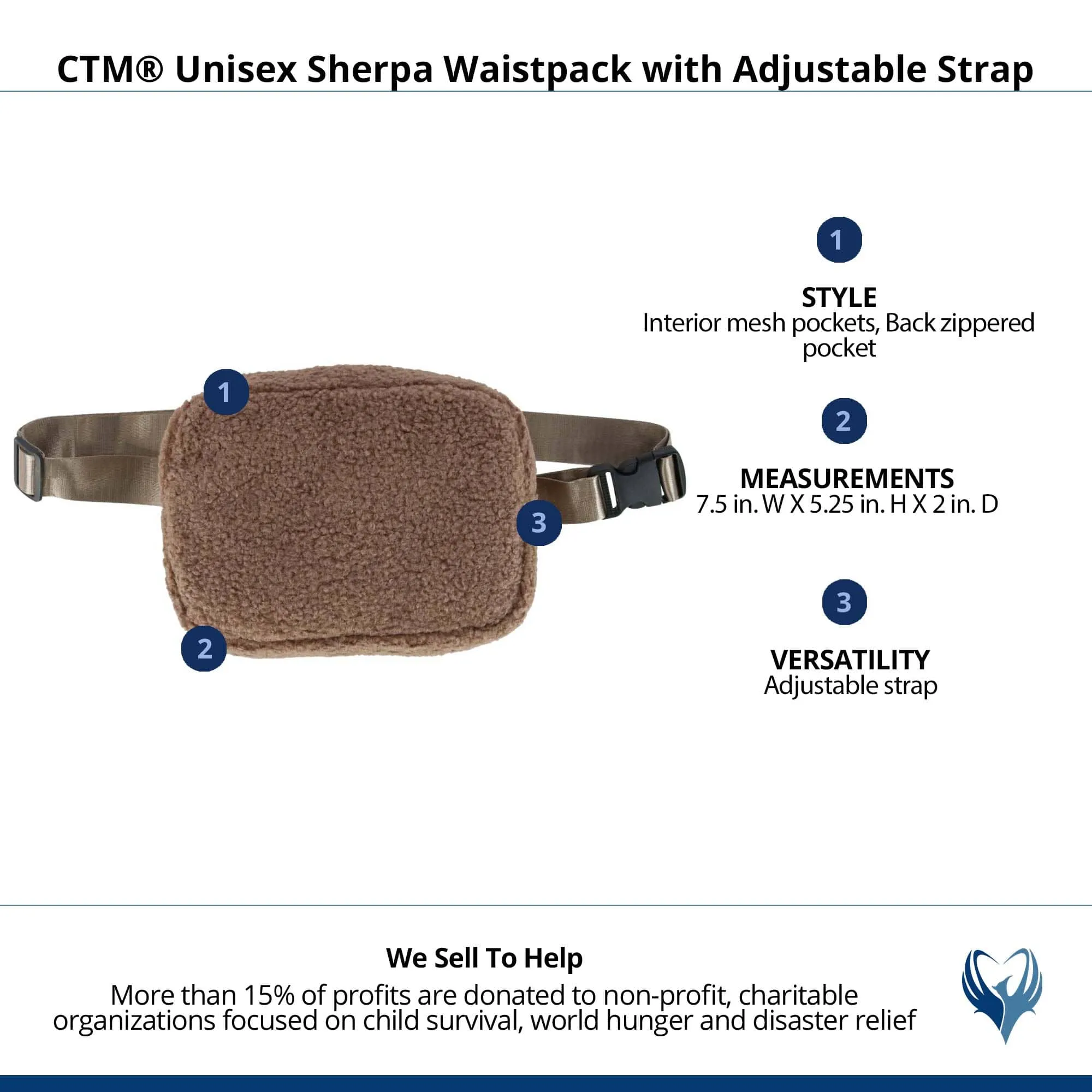 CTM® Unisex Sherpa Waistpack with Adjustable Strap