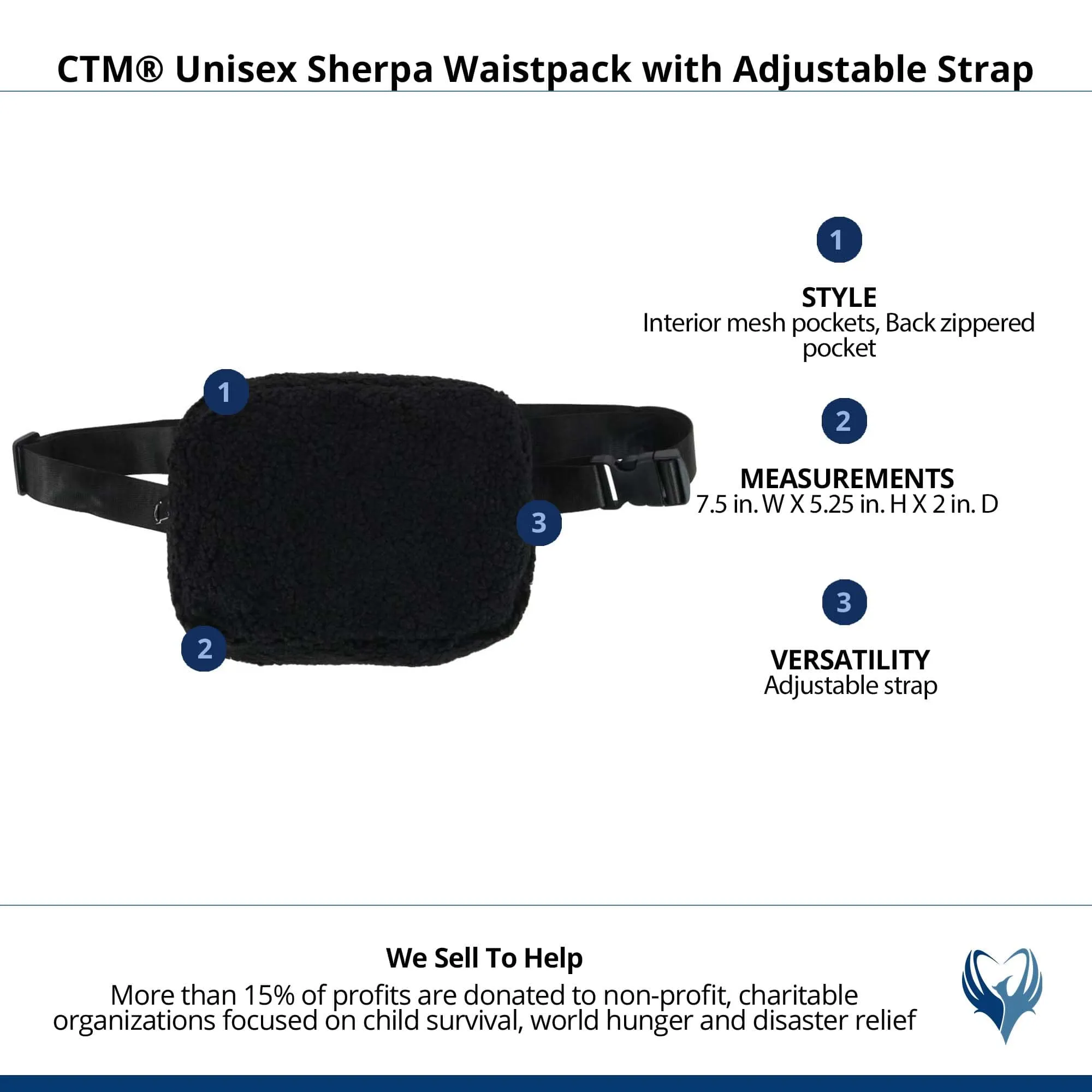 CTM® Unisex Sherpa Waistpack with Adjustable Strap