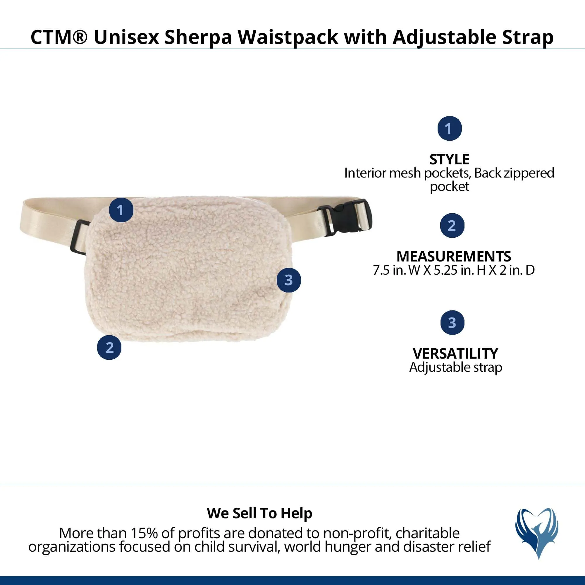 CTM® Unisex Sherpa Waistpack with Adjustable Strap