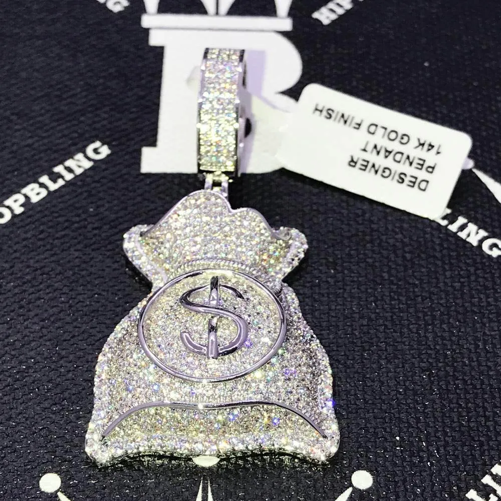 Custom Money Bag $ CZ Hip Hop Bling Bling Pendant