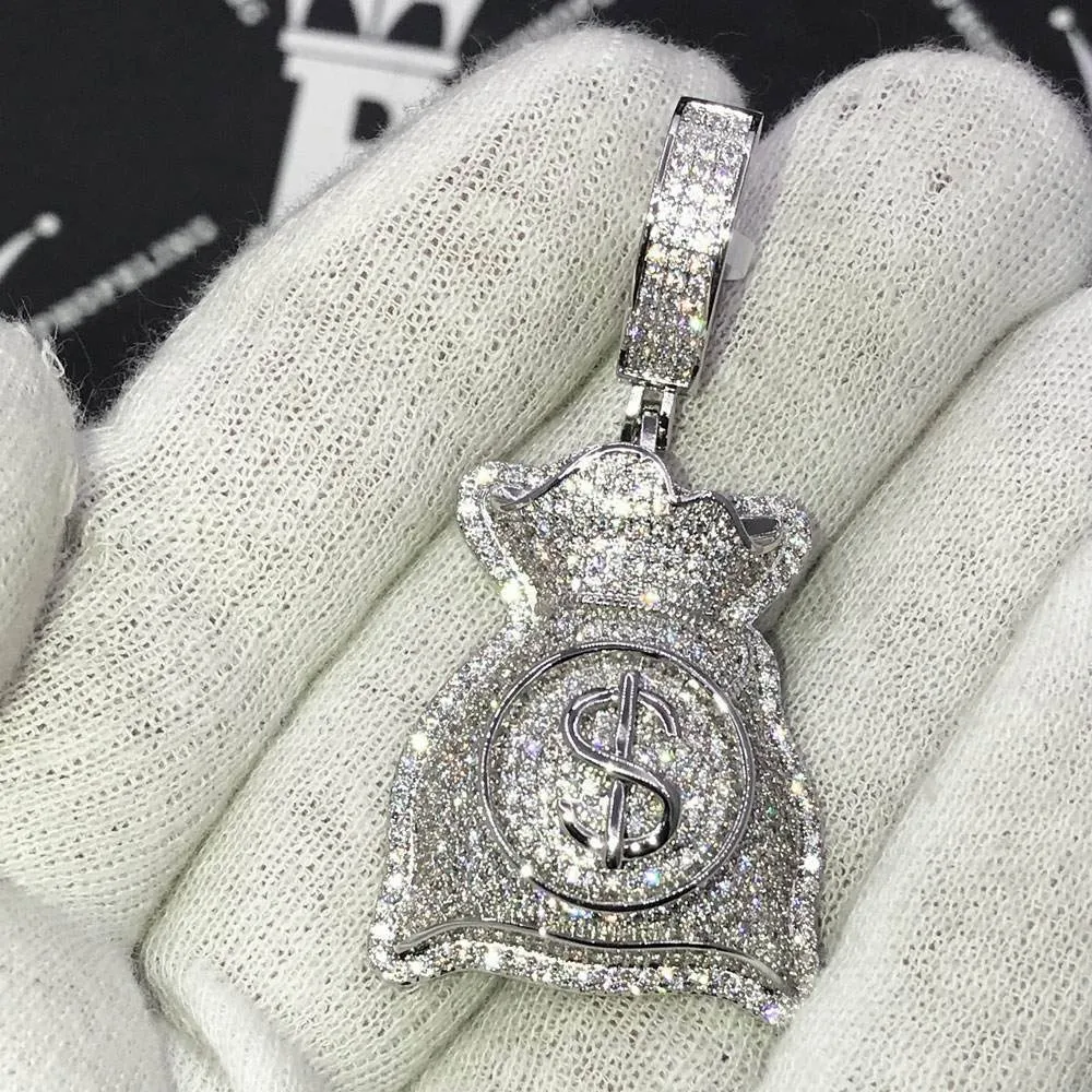 Custom Money Bag $ CZ Hip Hop Bling Bling Pendant