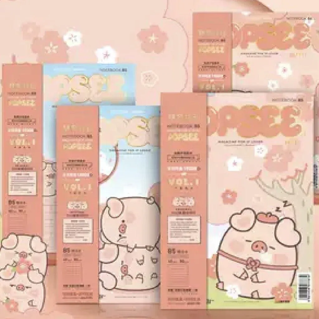 Cute original Jiji pig cherry blossom series wireless binding notebook B5 horizontal line notebook random shipment