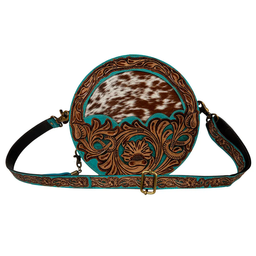 Desert Rain Hand-tooled Round Bag