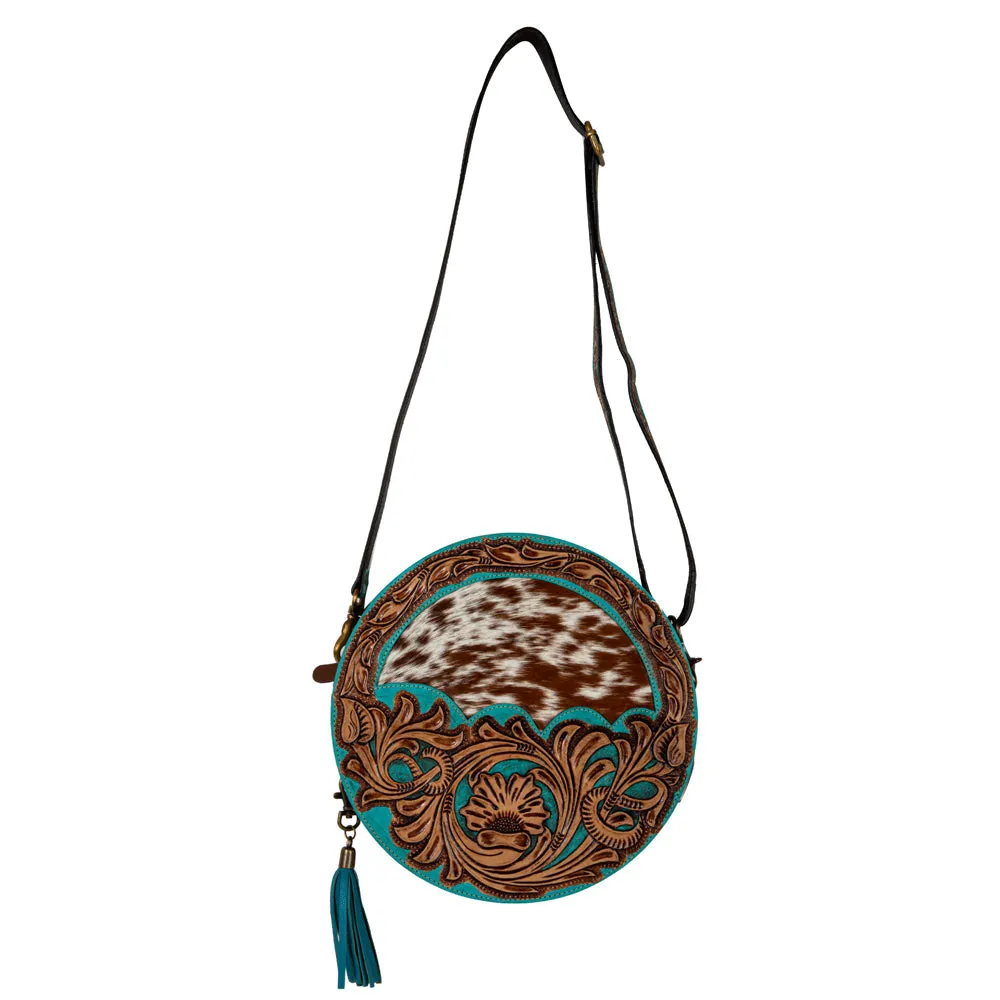 Desert Rain Hand-tooled Round Bag