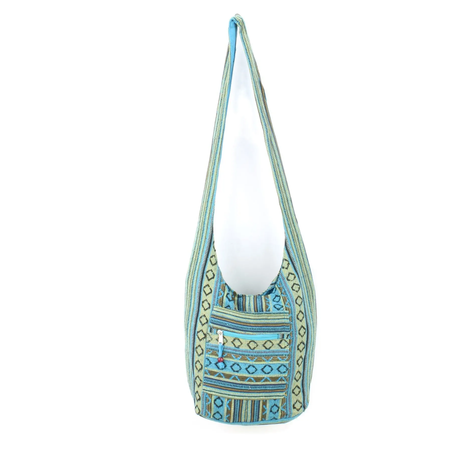 Diamond Pattern Canvas Sling Shoulder Bag - Blue