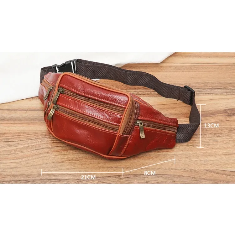 Fashion Men Leather Waist Bags Travel Necessity Organizer Mobile Phone Bag(Black)