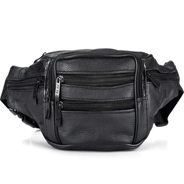 Fashion Men Leather Waist Bags Travel Necessity Organizer Mobile Phone Bag(Black)