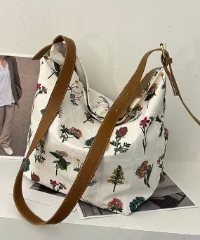 Fashion White Print High-capacity Canvas Messenger Bag LY1791