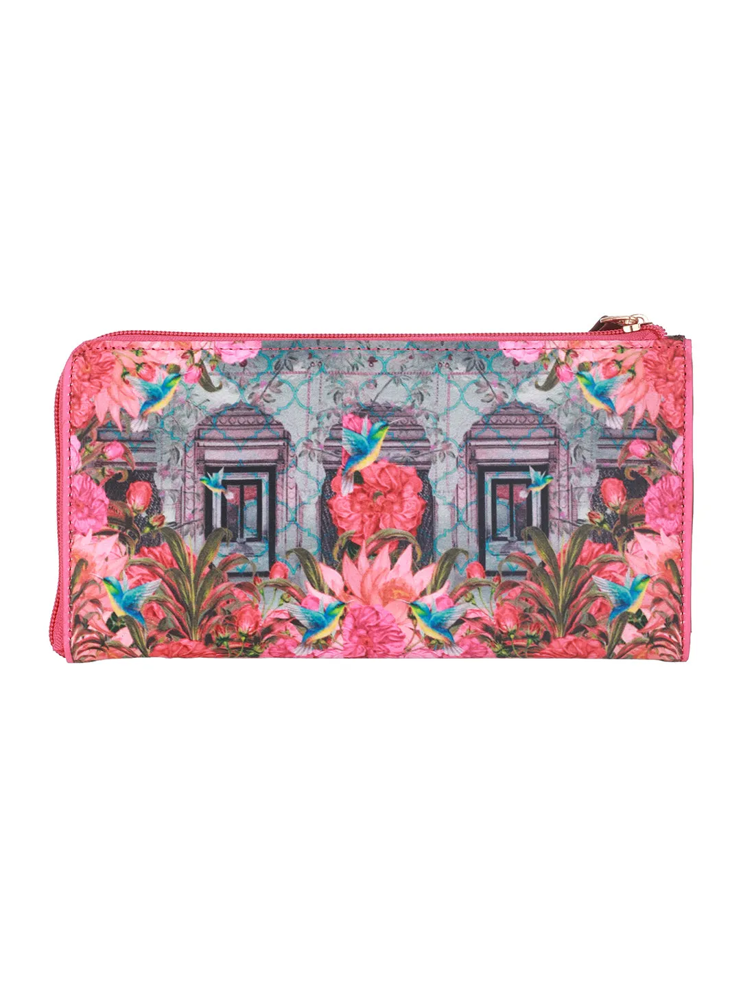 Floral Printed Zip Around Wallet