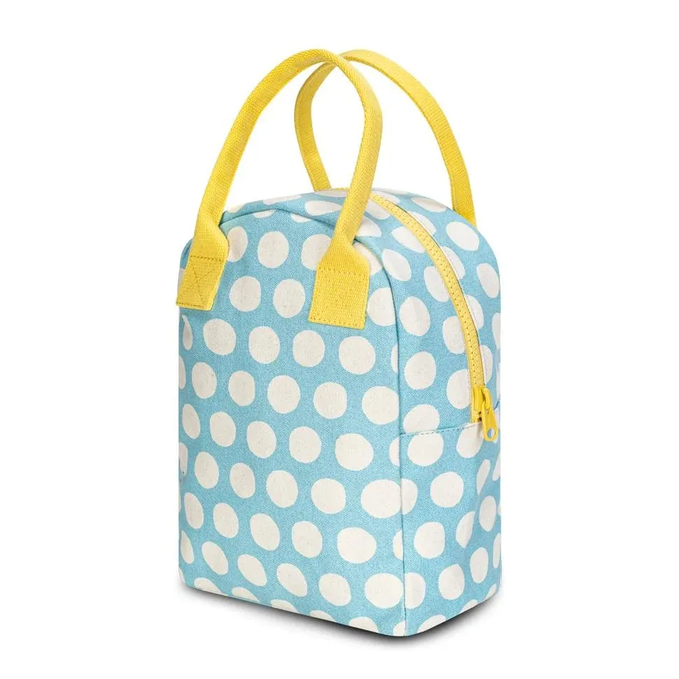 Fluf Zipper Lunch Bag - Blue Polka Dot