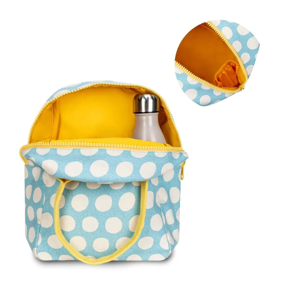 Fluf Zipper Lunch Bag - Blue Polka Dot