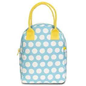 Fluf Zipper Lunch Bag - Blue Polka Dot