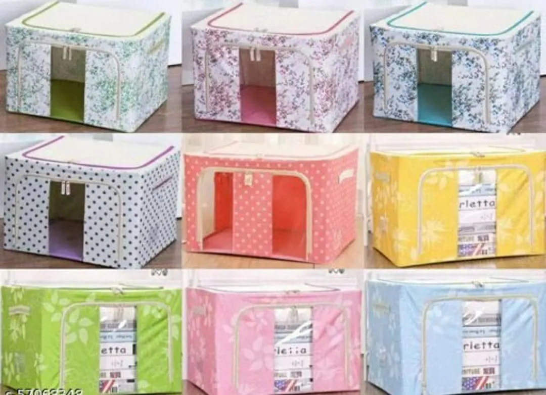 Foldable Living Storage Boxes With Metal Frame in Random Color By SOPT - 1 PC