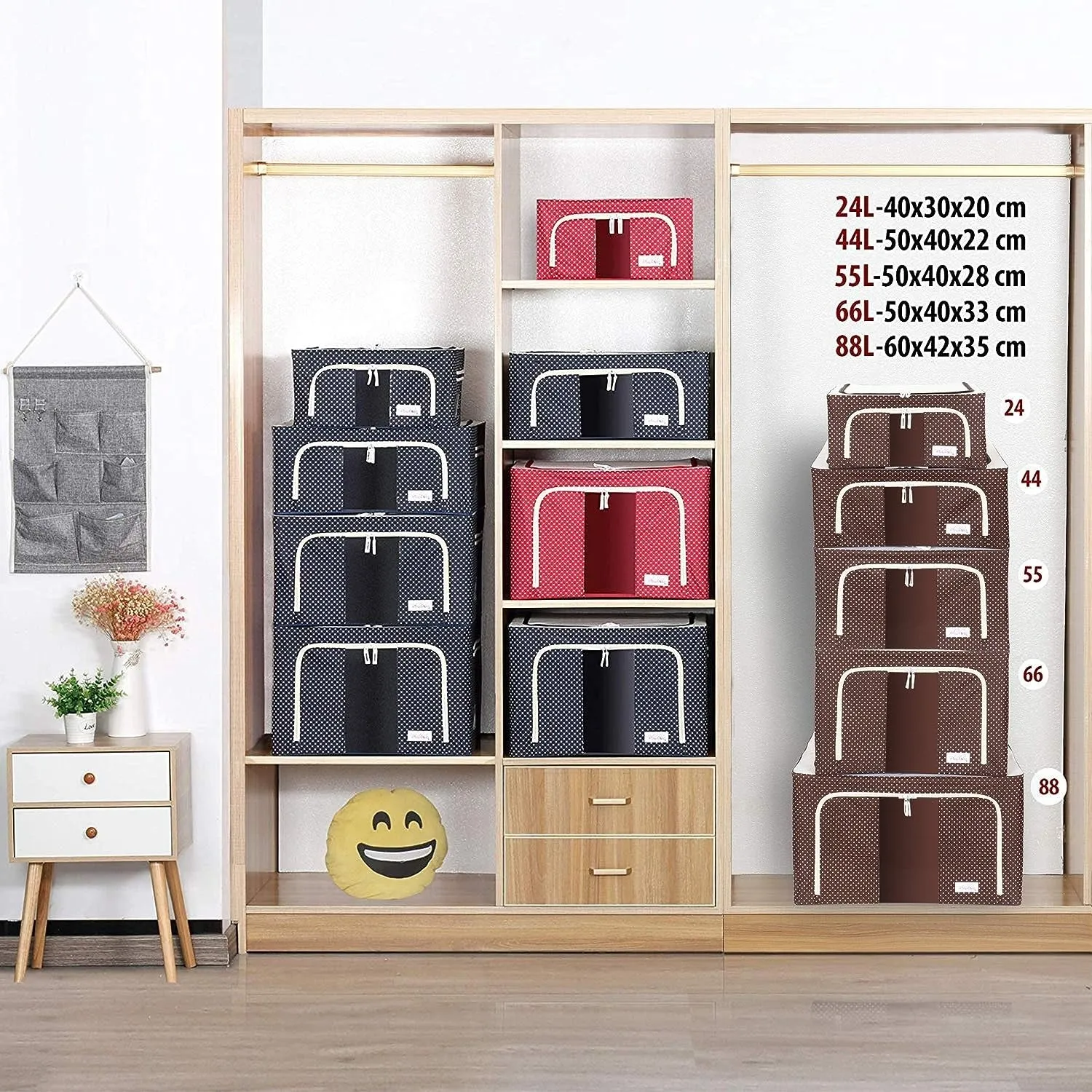 Foldable Living Storage Boxes With Metal Frame in Random Color By SOPT - 1 PC