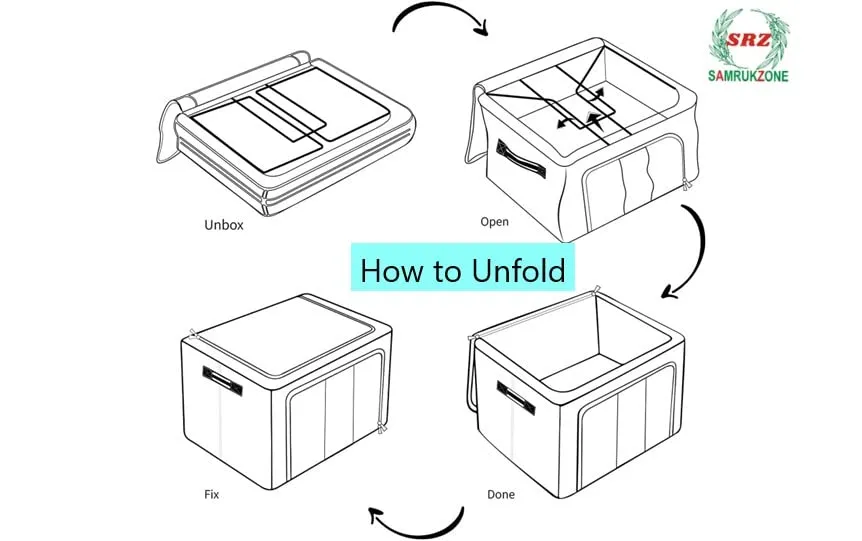 Foldable Living Storage Boxes With Metal Frame in Random Color By SOPT - 1 PC