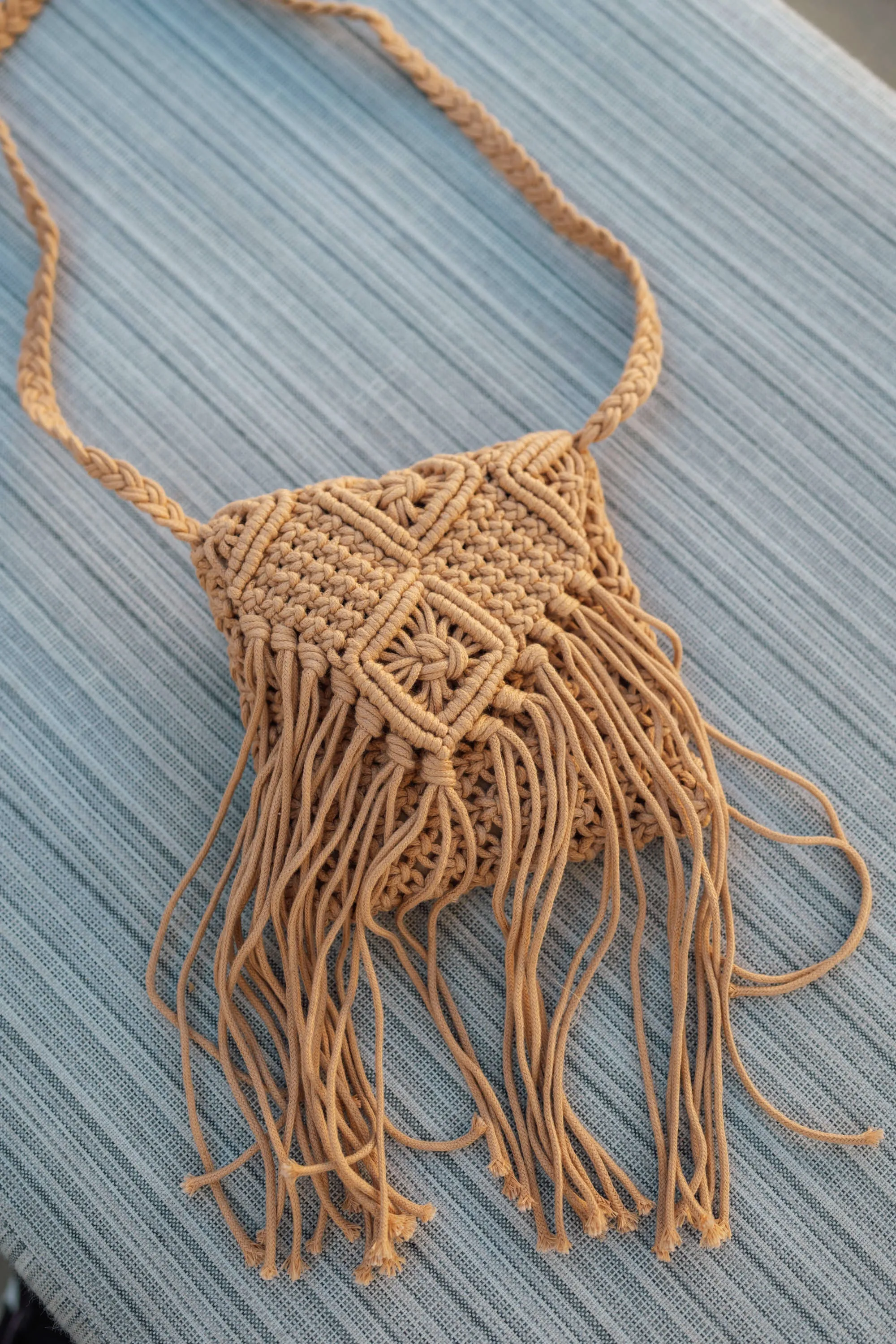 Fringe Crochet Bag in Brown