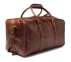 Full Grain Leather Duffel Bag, Personalized Leather Weekender Travel Luggage Overnight Duffle Bag