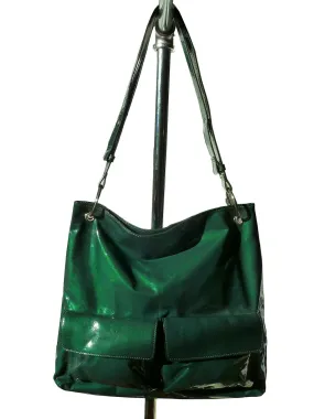 Gapock X Crossbody Travel Bag Patent Leather Bottle Green