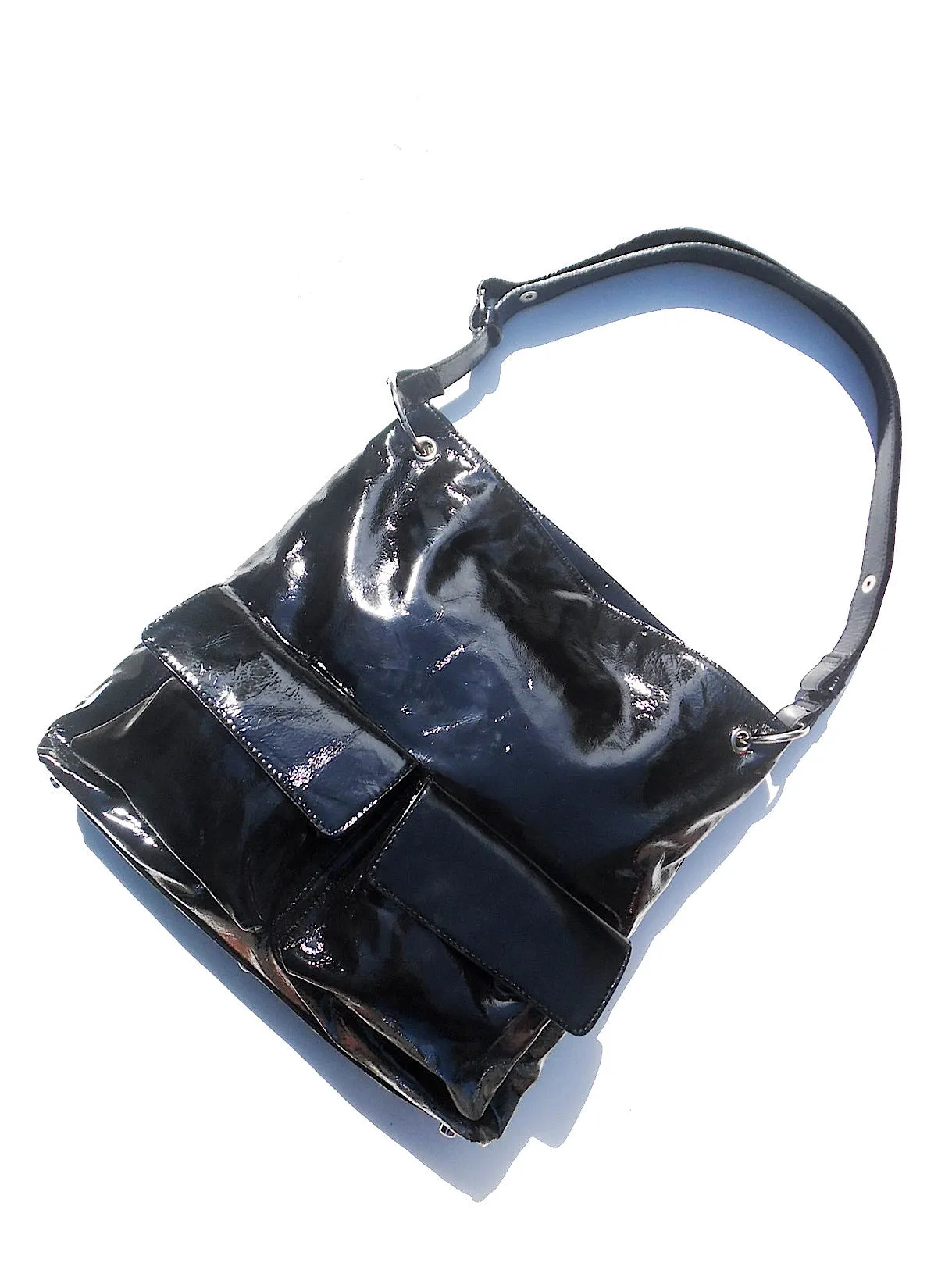 Gapock X Crossbody Travel Bag Patent Leather Bottle Green