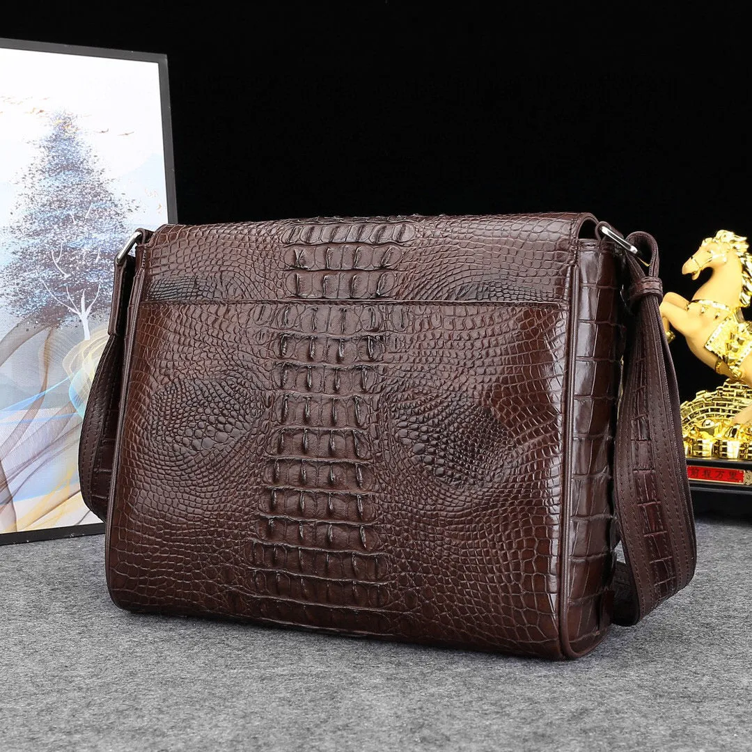 Genuine Crocodile Leather Postal Messenger Bag