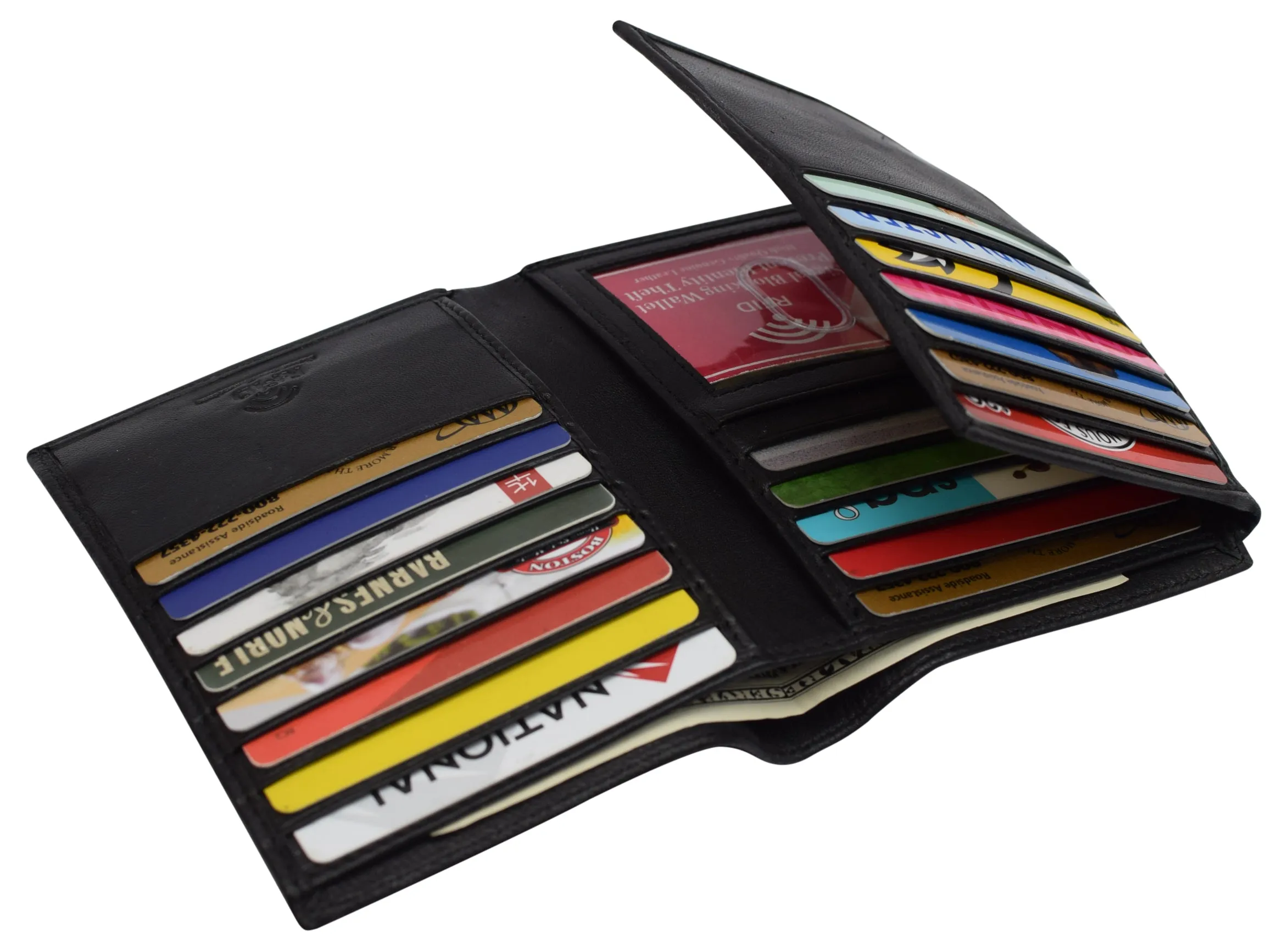 Genuine Leather European Style Large Hipster Bifold Mens Wallet RFID Blocking