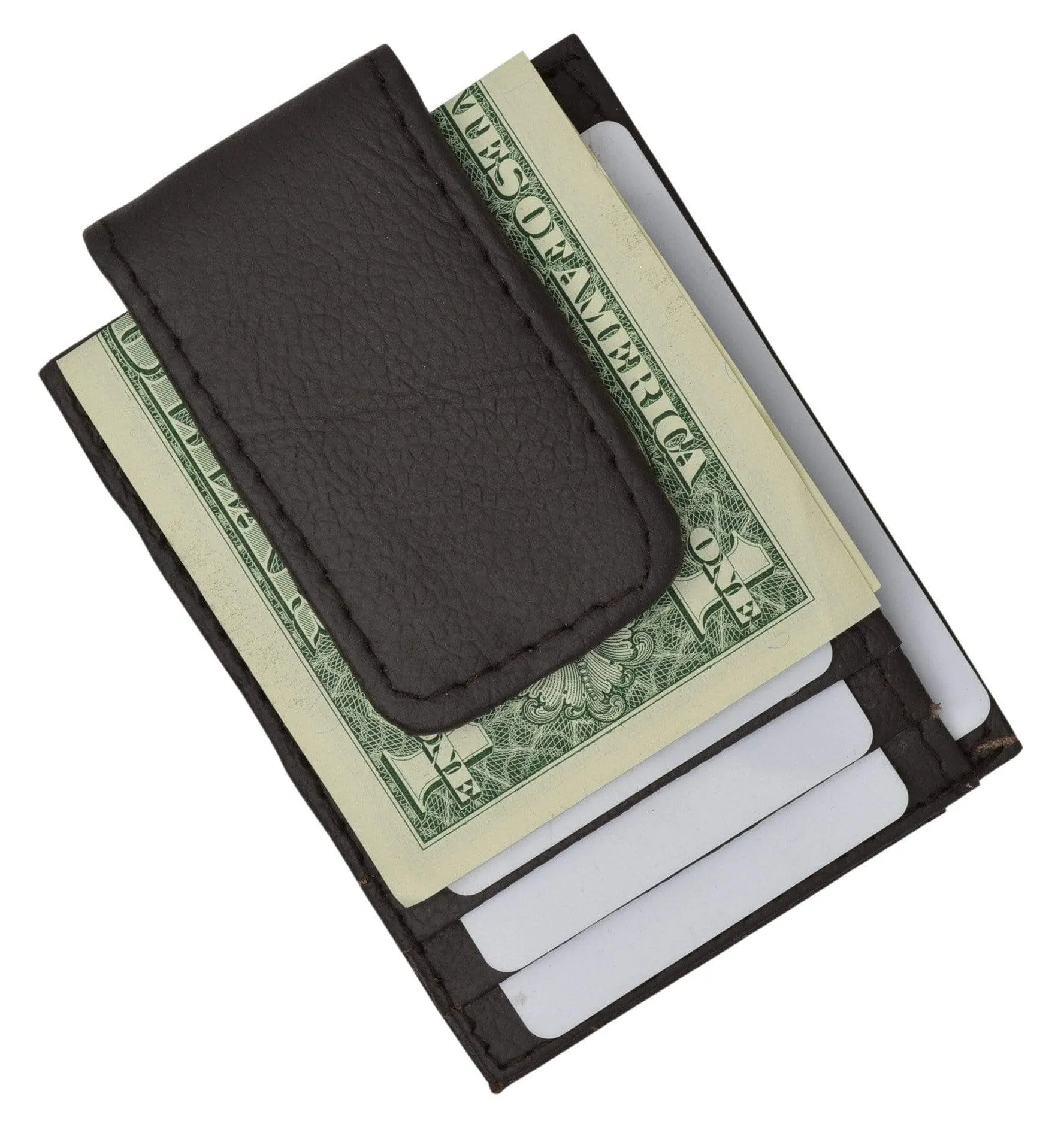 Genuine Leather Money Clip front pocket wallet with magnet clip and card ID Case 910E CF (C)