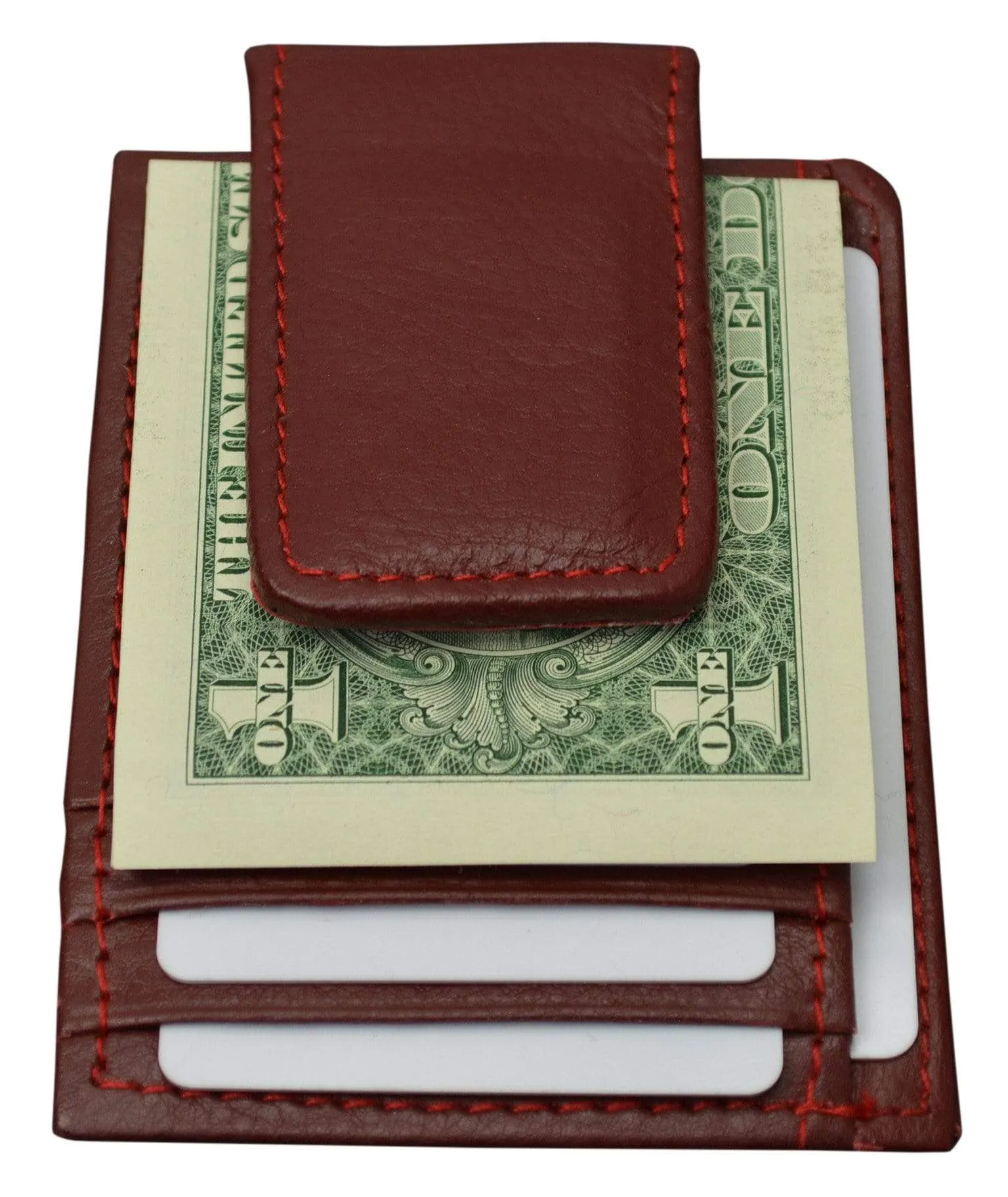 Genuine Leather Money Clip front pocket wallet with magnet clip and card ID Case 910E CF (C)