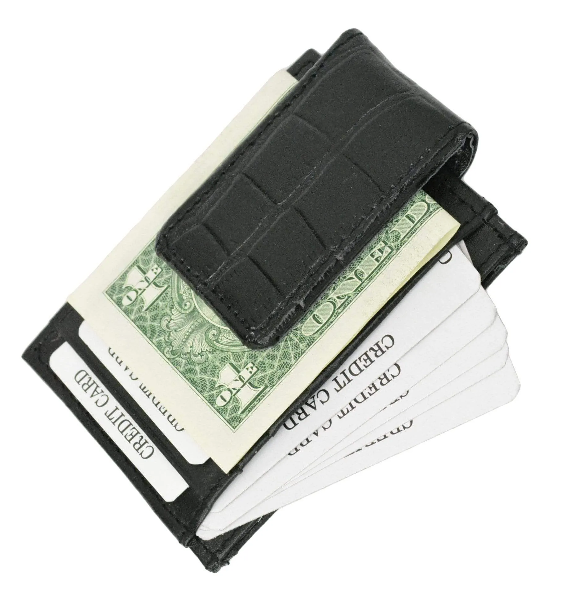 Genuine Leather Money Clip front pocket wallet with magnet clip and card ID Case 910E CF (C)