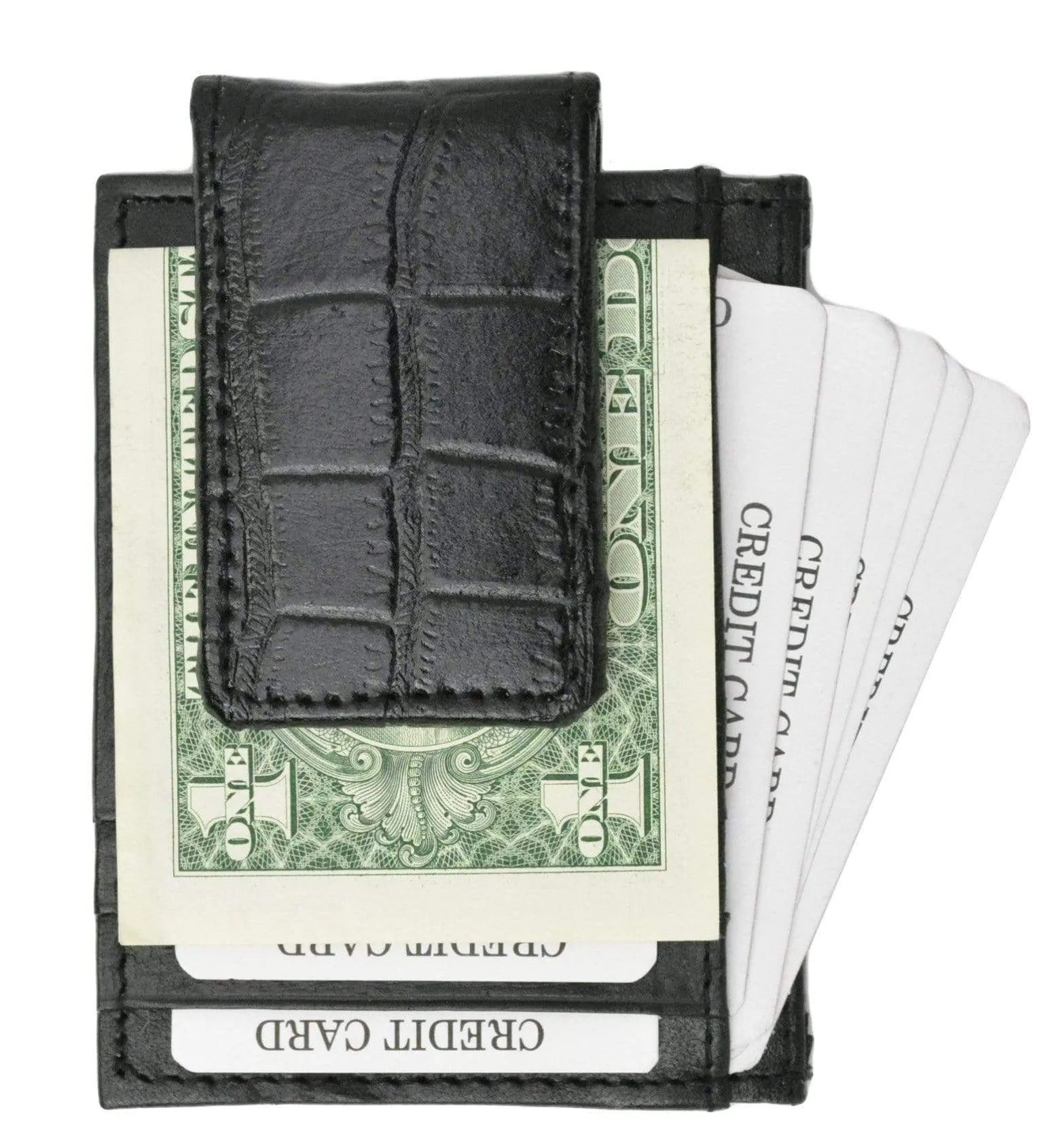 Genuine Leather Money Clip front pocket wallet with magnet clip and card ID Case 910E CF (C)