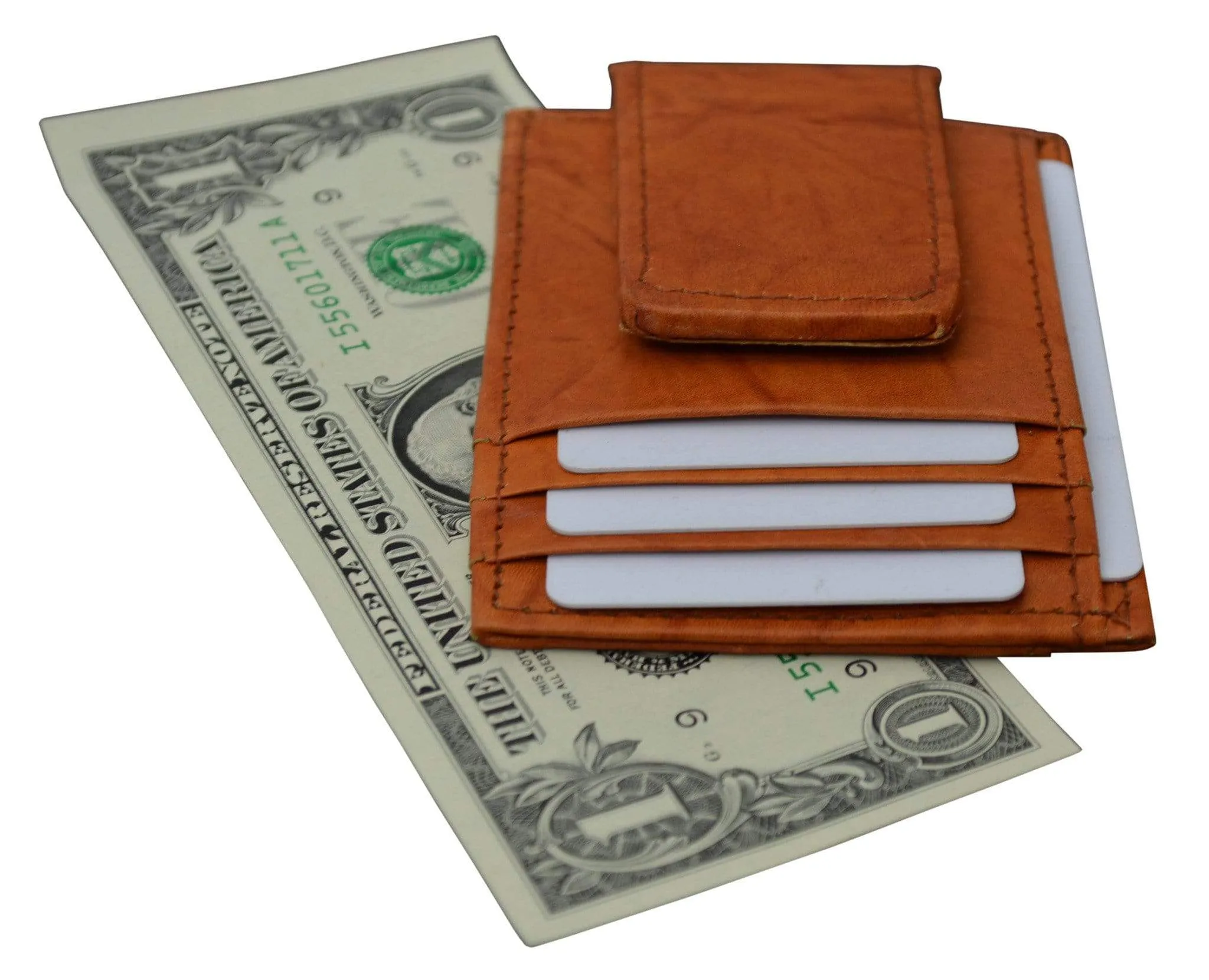 Genuine Leather Money Clip front pocket wallet with magnet clip and card ID Case 910E CF (C)