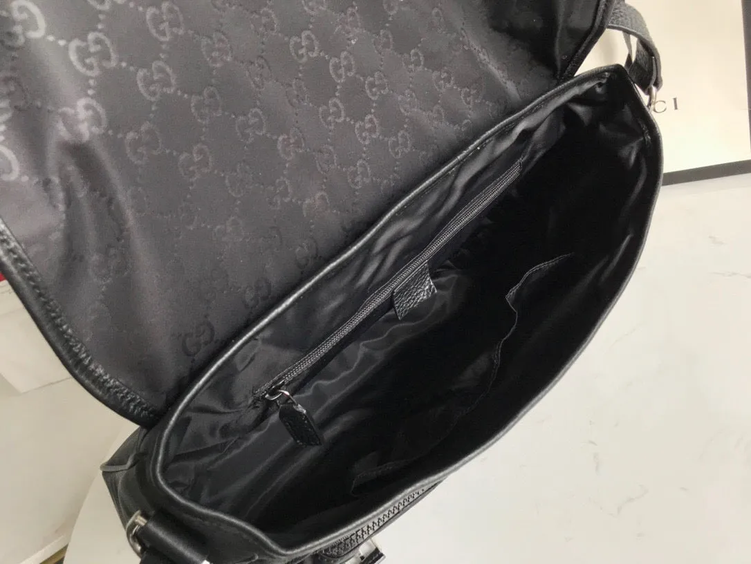 gg Shoulder Bag Nylon Shima Black gg Embossed For Men 13.8in/35cm gg