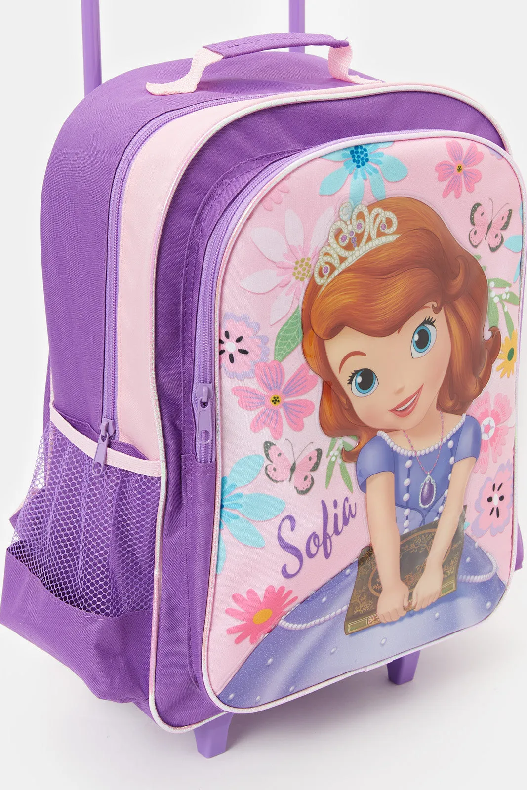 Girls Pink And Purple Sofia The First Print Trolley Set (5 Piece)