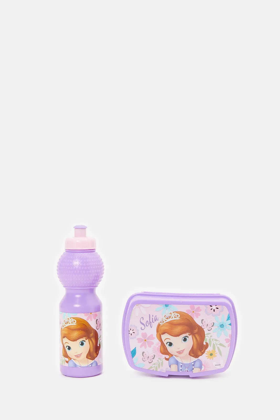 Girls Pink And Purple Sofia The First Print Trolley Set (5 Piece)