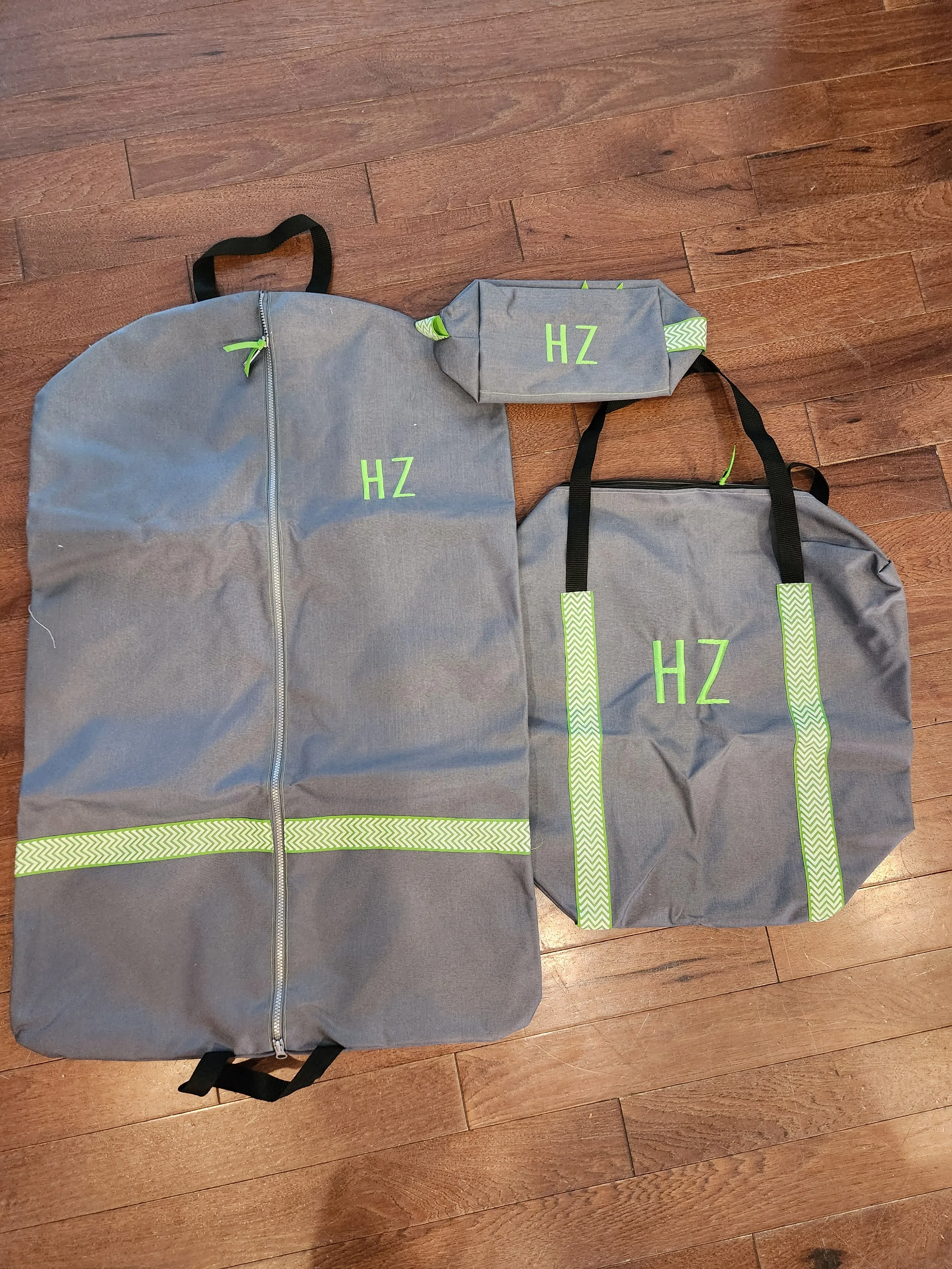 Gray with Green Chevron Duffle