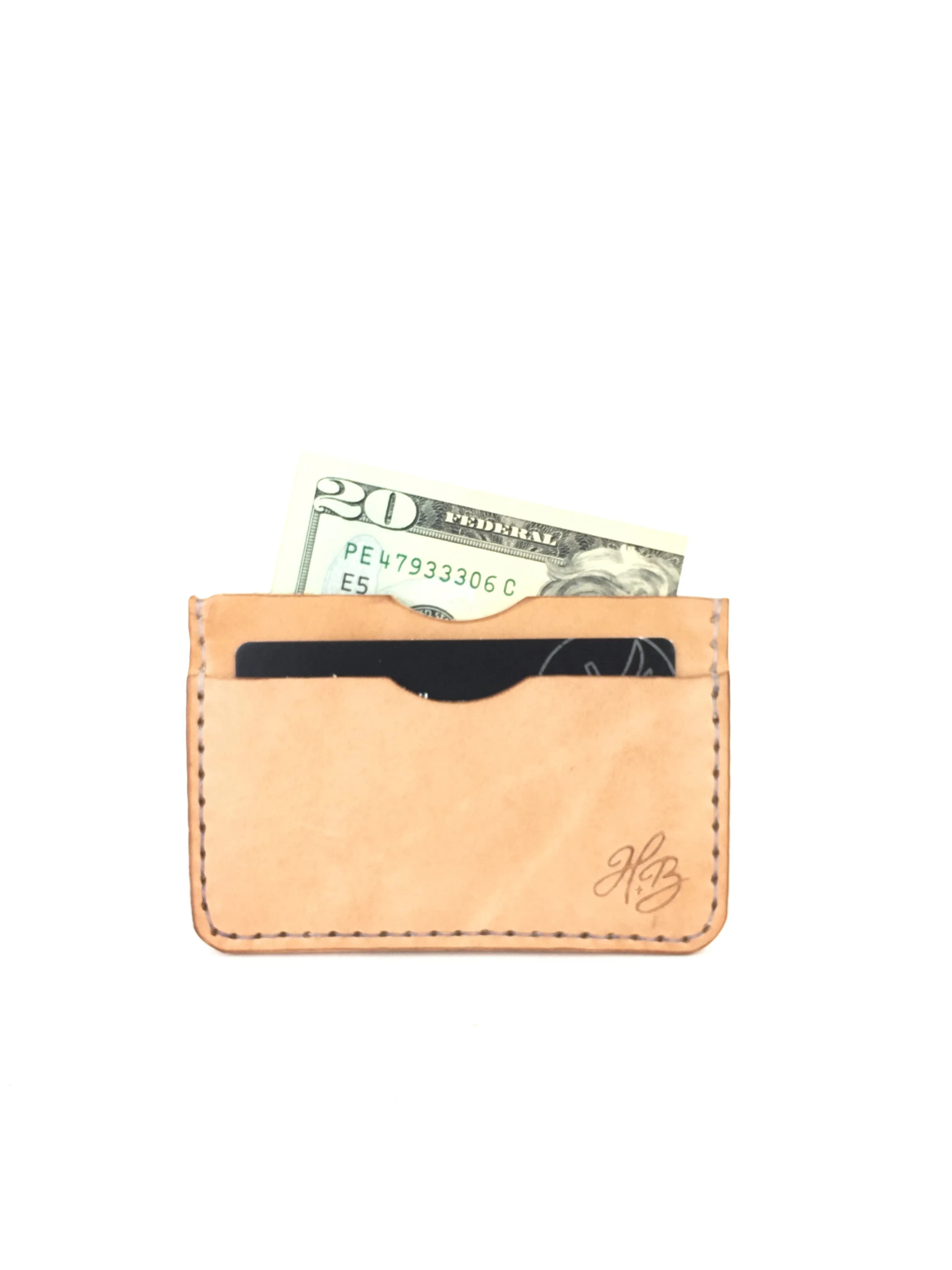 H B  SLIM CARD WALLET - RUSSET LEATHER WALLET