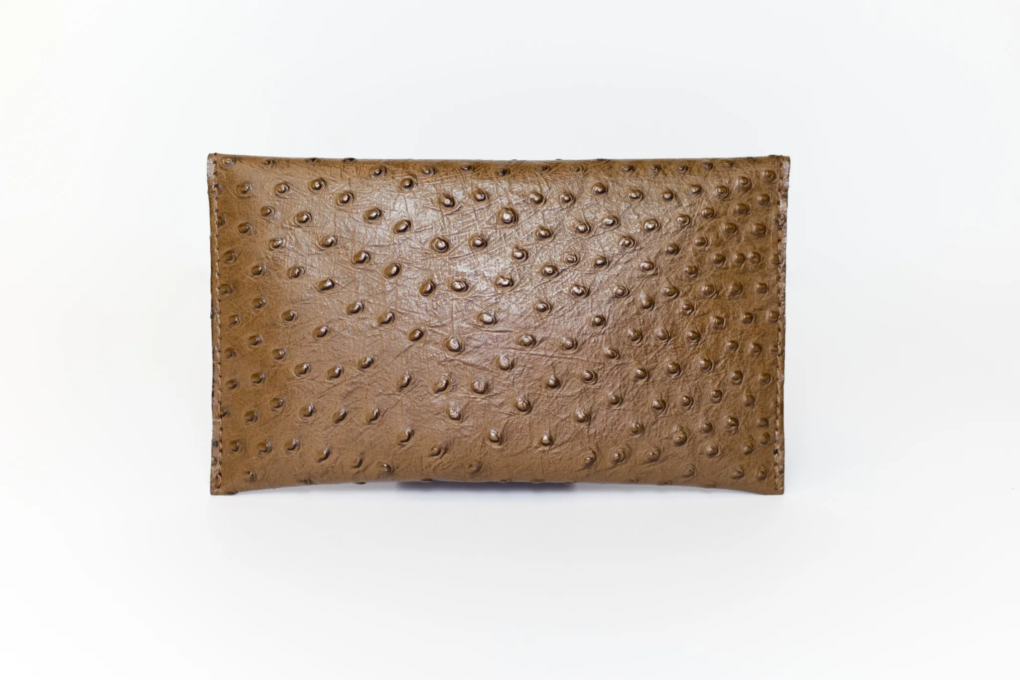 Half Way III Small Clutch - Brown Ostrich