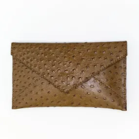 Half Way III Small Clutch - Brown Ostrich