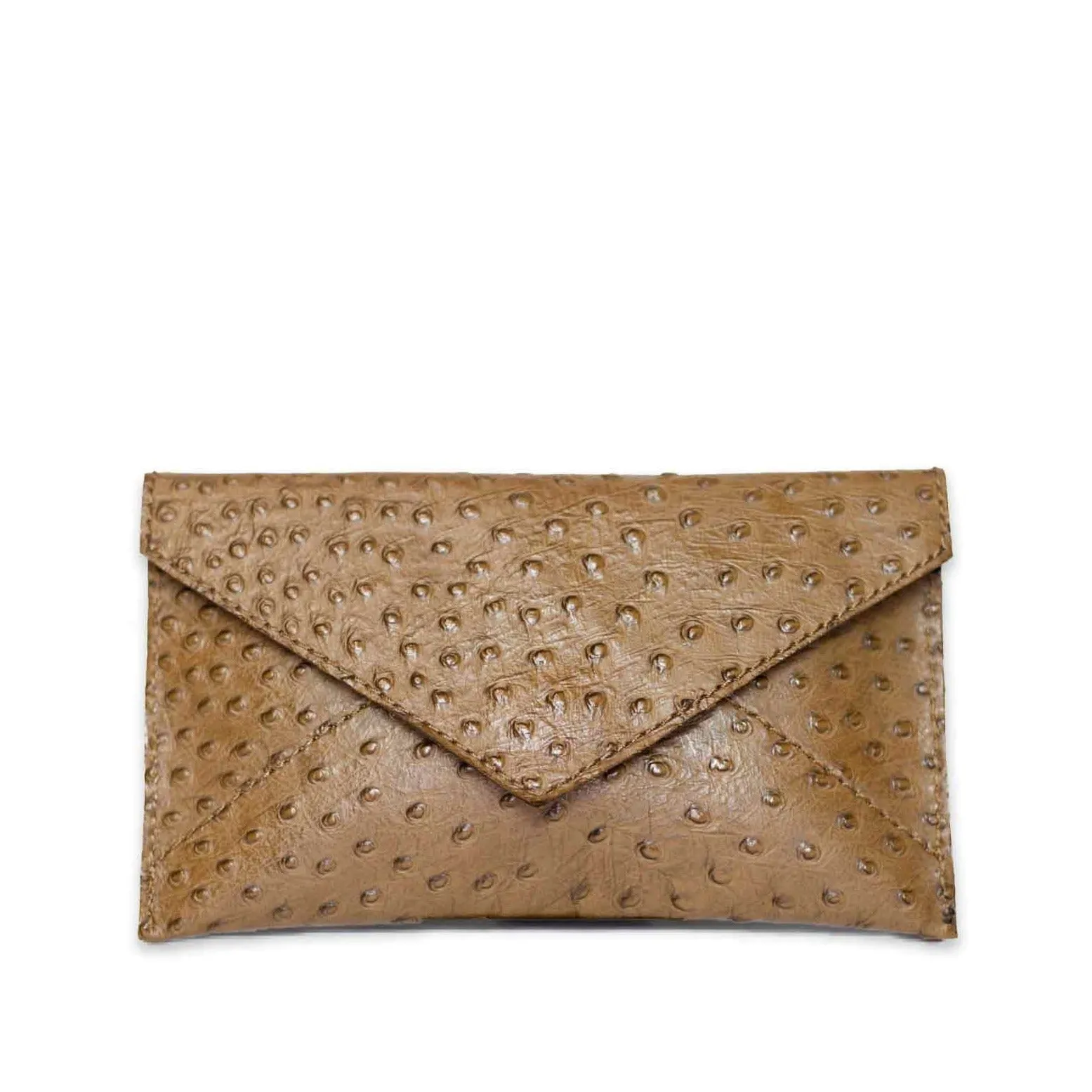 Half Way III Small Clutch - Brown Ostrich