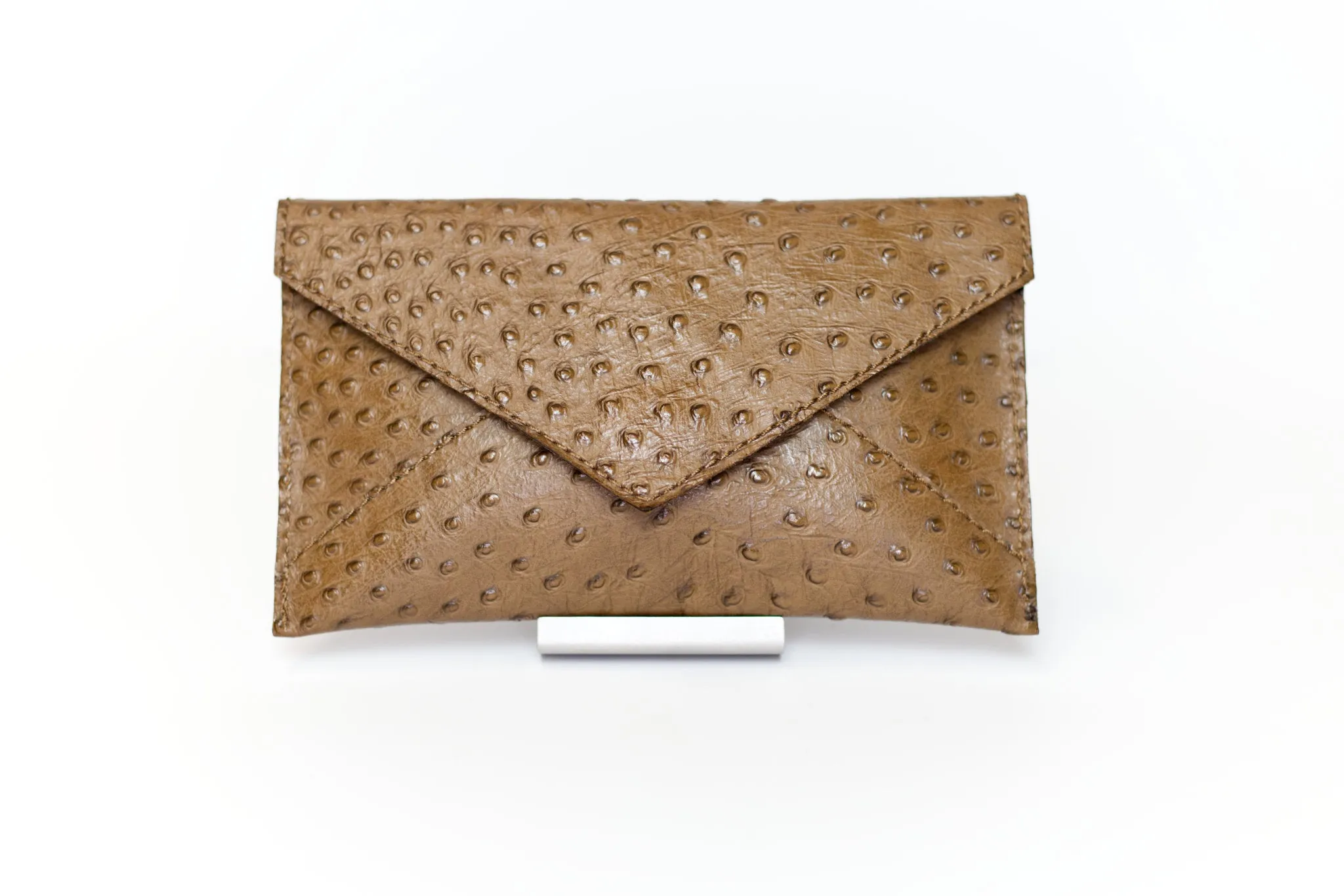 Half Way III Small Clutch - Brown Ostrich