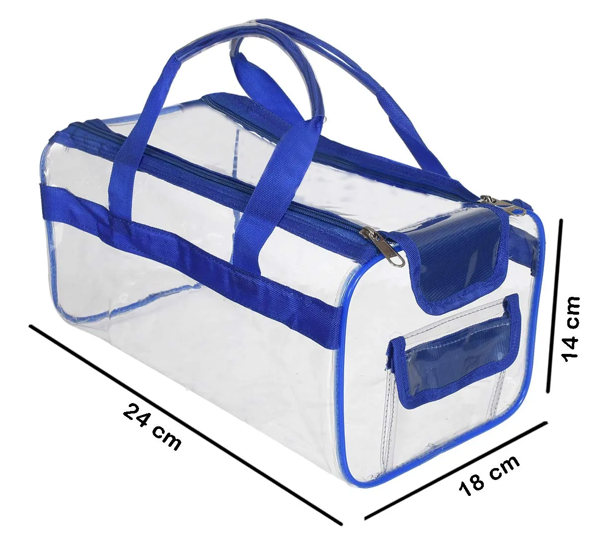 Heart Home Small Size Clear PVC Travel Toiletry Bag Handbag Beach Tote Bag Organizer for Men and Women (Blue) (F_26_HEARTH017013)