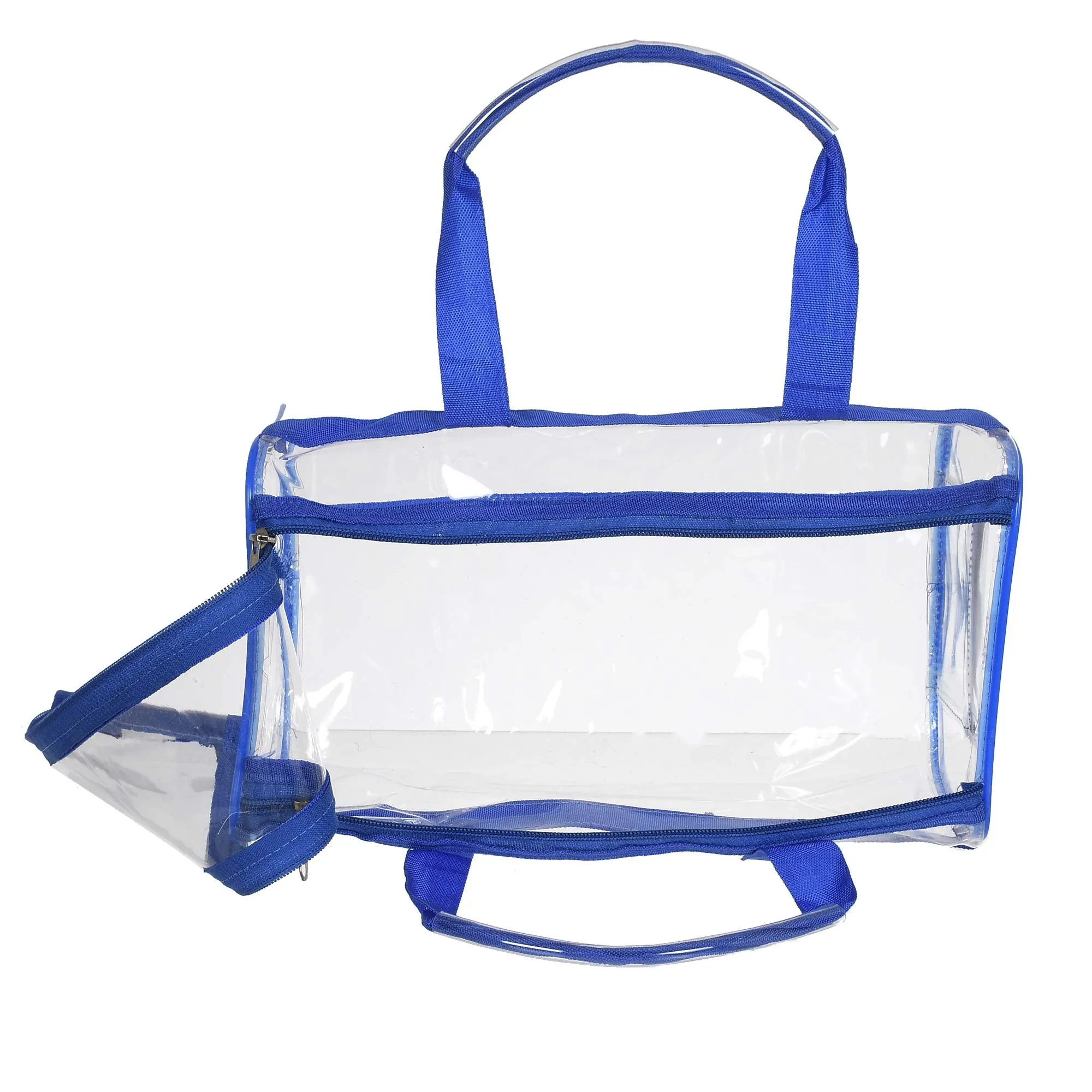 Heart Home Small Size Clear PVC Travel Toiletry Bag Handbag Beach Tote Bag Organizer for Men and Women (Blue) (F_26_HEARTH017013)