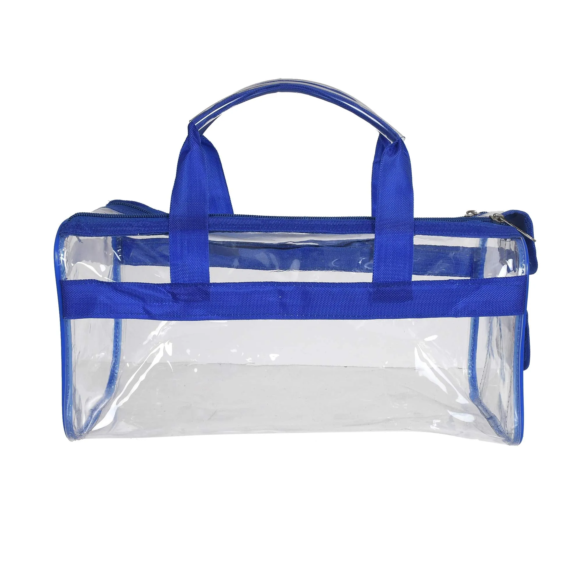 Heart Home Small Size Clear PVC Travel Toiletry Bag Handbag Beach Tote Bag Organizer for Men and Women (Blue) (F_26_HEARTH017013)